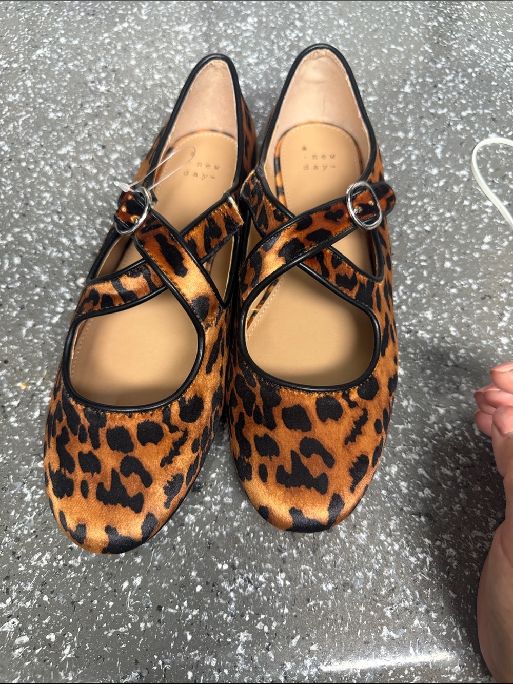 a new day Leopard Print Cross-Strap Flats - Brown & Black